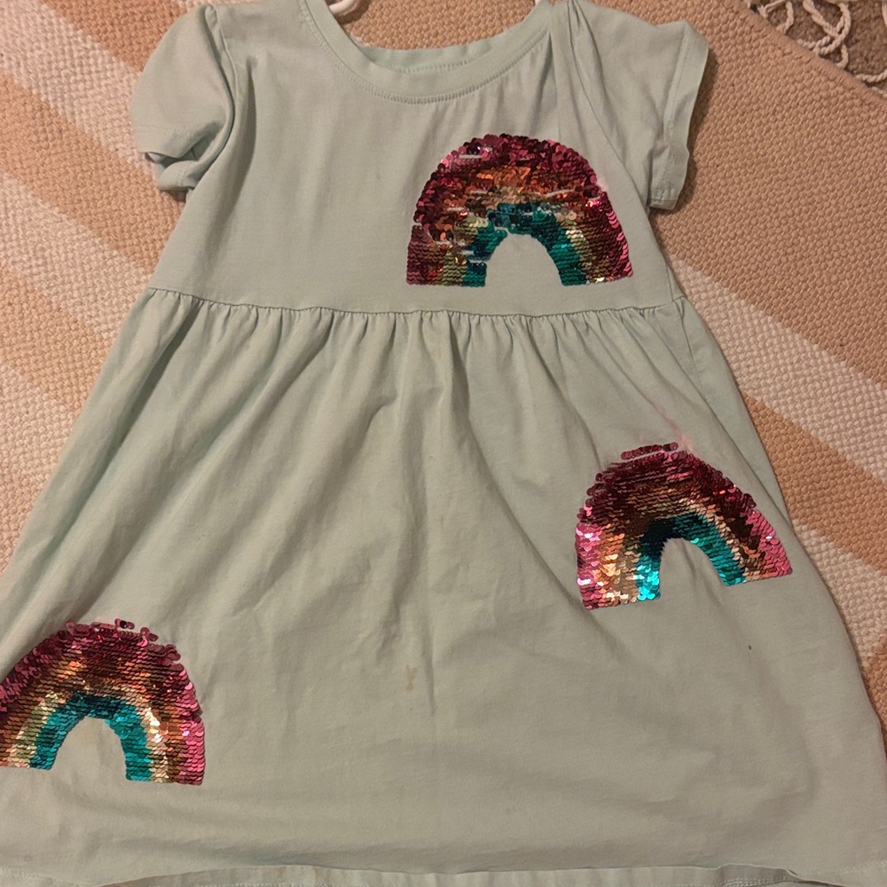 Charming Sequin Rainbow Dress - Light Green